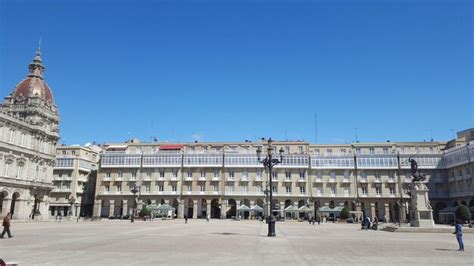 Premium Photo Town Hall At Maria Pita Square In City Against Clear Sky