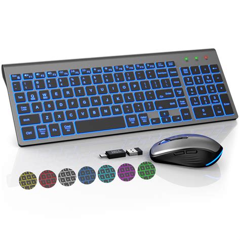 Sablute Wireless Keyboard And Mouse Combo Backlit Compact Quiet