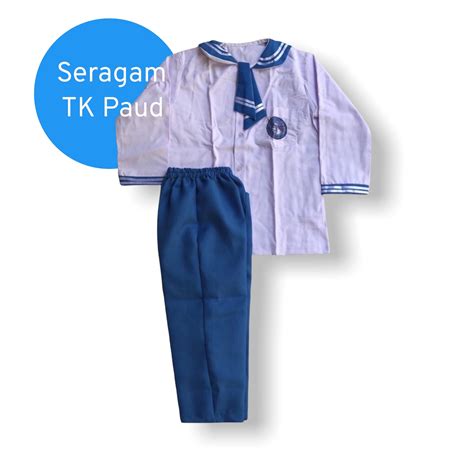 Seragam Tk Paud Biru Putih Model Sailor Panjang Putra Lazada Indonesia