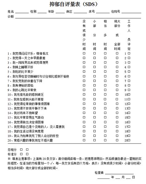 抑郁自评量表（sds）