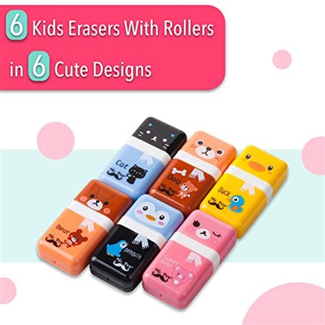 Mr Pen Erasers For Kids 6 Pack Eraser With Cover And Roller School