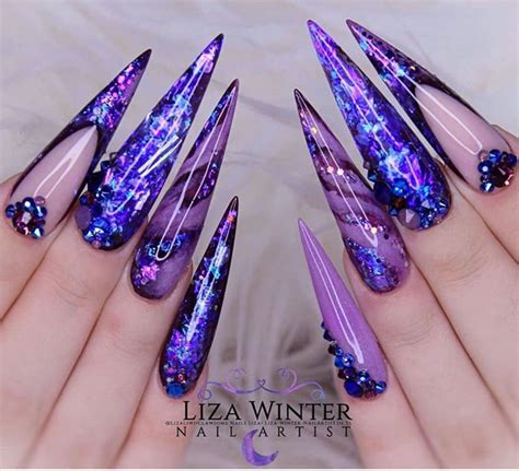 60 Pretty Purple Nails The Glossychic Purple Nails Stilleto Nails