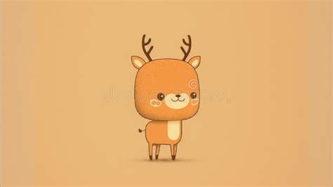 Kawaii Deer Chibi Picture Cartoon Happy Little Animals Stock Photo