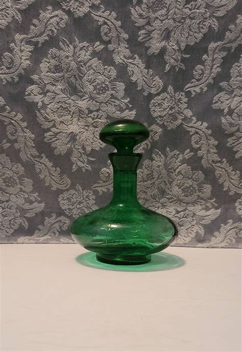 Vintage Green Glass Genie Bottle Wine Decanter Bottle Etsy