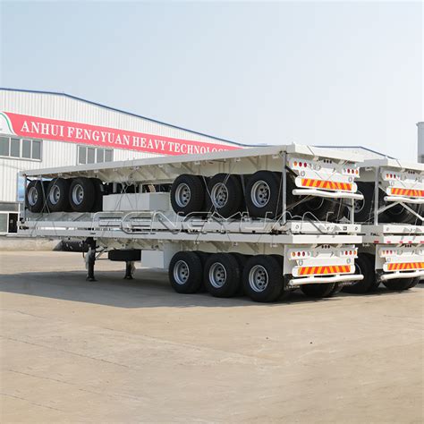 Axles Feet Ton Flatbed Semi Trailer For Container Transport