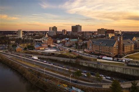 Aerial Of Sunset In New Brunswick New Jersey Stock Image Image Of