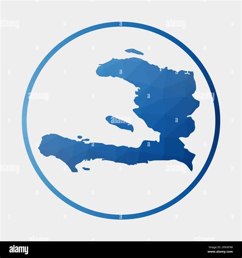 Haiti Icon Polygonal Map Of The Country In Gradient Ring Round Low