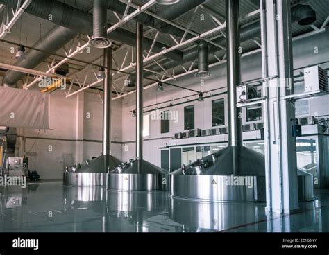 Modern Interior Of A Brewery Mash Vats Metal Containers Stock Photo Alamy