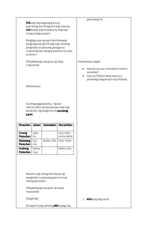 Masusing Banghay Aralin Sa Filipino Detailed Lesson Plan In Filipino