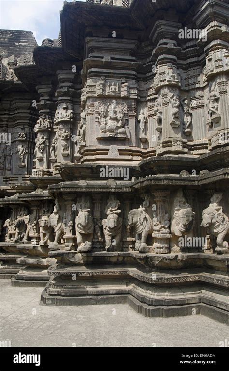 Carved Exterior View Of Kopeshwar Temple Khidrapur Maharashtra India