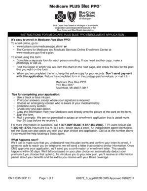 Fillable Online Medicare Plus Blue PPO Enrollment Application Low