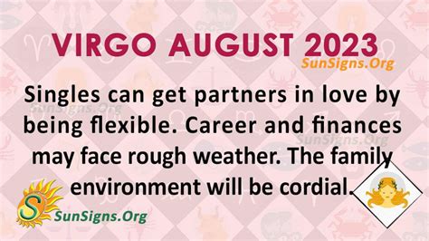 Virgo August 2023 Monthly Horoscope Predictions SunSigns Org