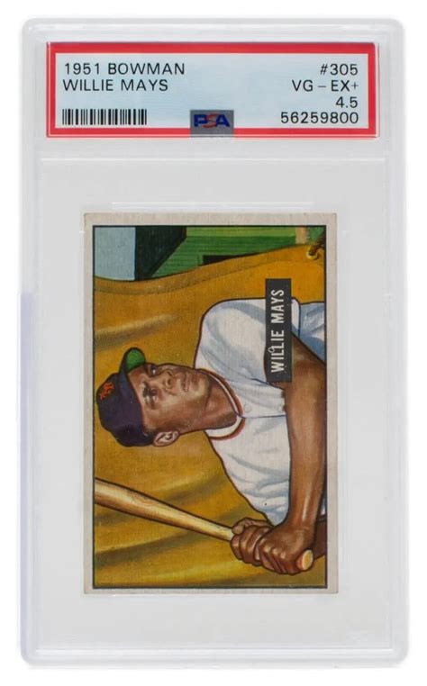 Willie Mays 1951 Bowman 305 Giants Baseball Rookie Card PSA VG EX 4 5