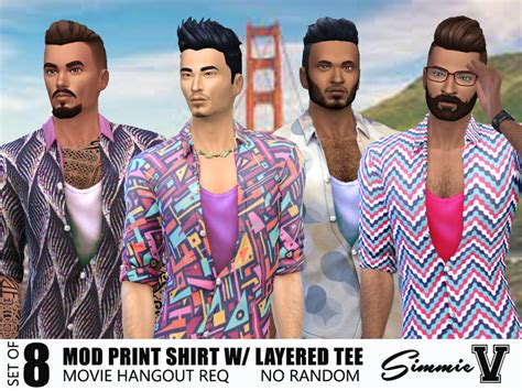 The Sims Resource SimmieV Mod Print Shirt W Tee Movie Hangout Needed