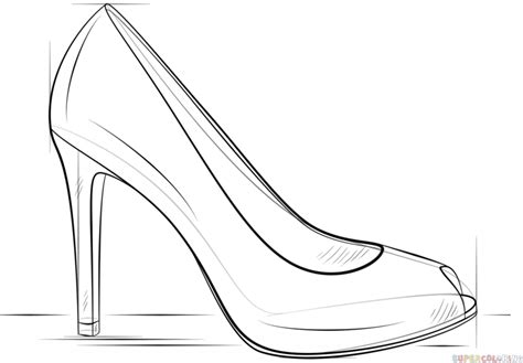 How To Draw A High Heel Shoe Step By Step Drawing Tutorials High