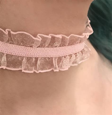 Light Pink Lace Ruffle Stretch Choker Collar Girly Fancy Etsy