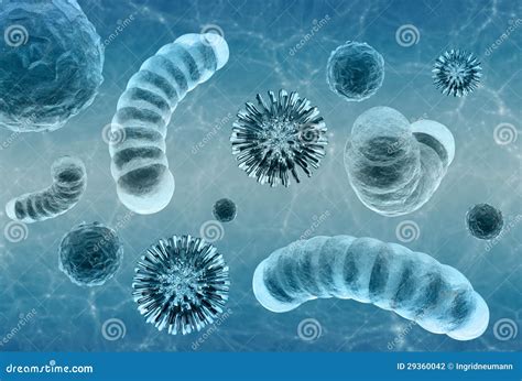 Mikroskopische Ansicht Von Virus Und Bakterien Zellen Stock Abbildung