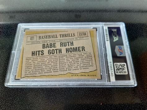 1961 Topps Babe Ruth Hits 60TH Homer 401 EX MT PSA 6 Shelf Z2 EBay