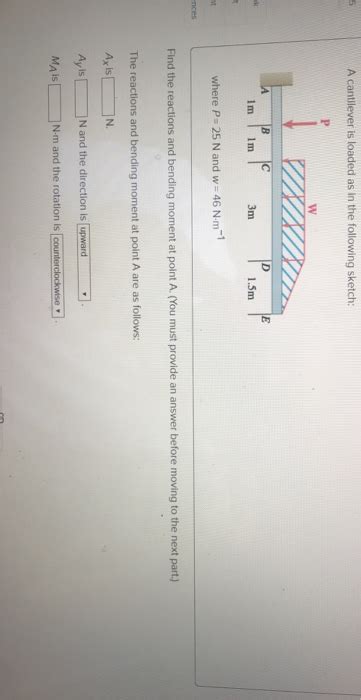 Solved A Cantilever Is Loaded As In The Following Sketch с