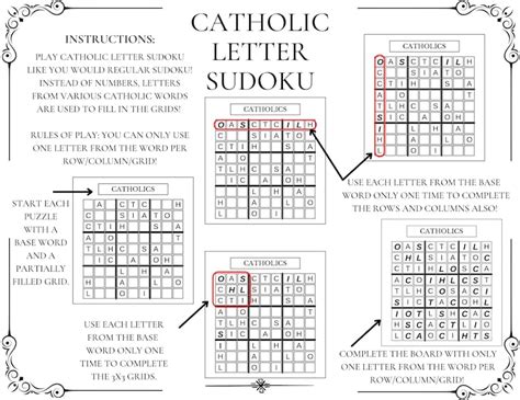 Catholic Letter Sudoku Puzzles 10 Pages of Puzzles 5 per Page Digital Download to Print at Home ...