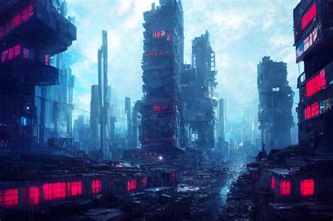 Premium Photo | Apocalyptic Cyberpunk City Concept Art Illustration