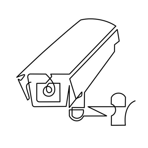 Vektor Kontinuierliche Einzeilige Cctv Illustration Premium Vektor