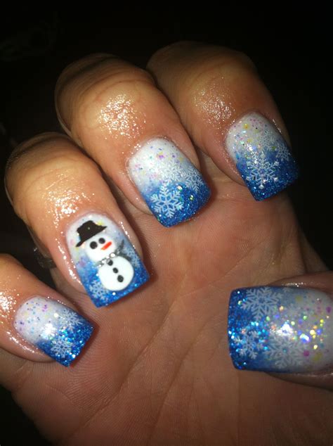 Snowy Holiday Nails Minus Snowman Fancy Nails Pretty Nails Holiday