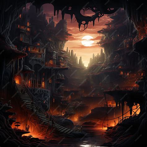Premium AI Image | Subterranean City Descend Into a Subterranean City