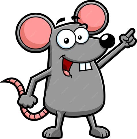 Premium Vector Funny Mouse Cartoon Character Pointing Vector Hand Drawn Illustration