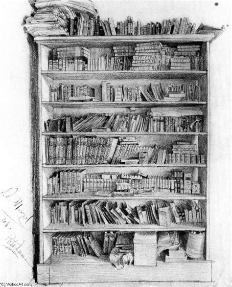 Oil Painting Replica Dr Puhlmann`s Bookcase 1844 By Adolph Menzel