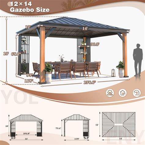 Erommy 14 Ft W X 12 Ft D Aluminum Patio Gazebo Wayfair