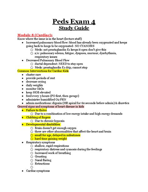 Exam Study Guide Peds Professor Flynn Peds Exam Study Guide