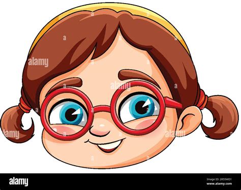 Cute Girl Cartoon Head Wearing Glasses Illustration Stock Vector Image