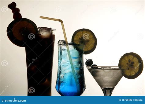 Three cocktails stock image. Image of cubes, clipping - 15769423