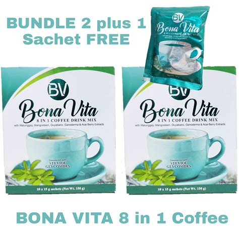 2 Boxes 1 Sachet Bona Vita 8 In 1 Coffee Sale With Mangosteen