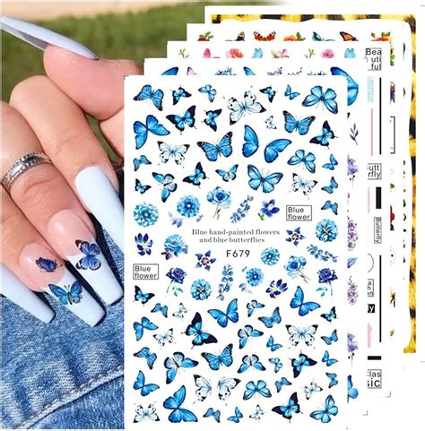 Jmeowio Farfalla Adesivi Unghie Nail Art 8 Fogli Stickers Unghie