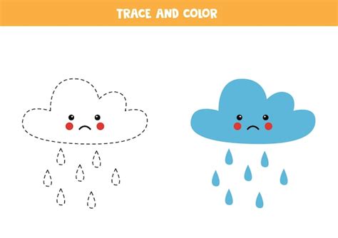 Rastrear y colorear linda nube de lluvia juego educativo para niños