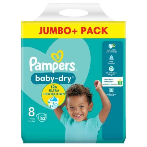 Pampers Baby Dry Size 8 Nappies Jumbo+ Pack (52 Piece) - Storefront EN