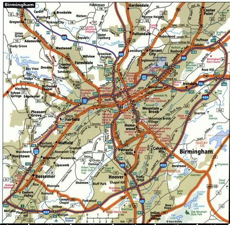 Birmingham City Road Map For Truck Drivers Area Town Toll Free Highways