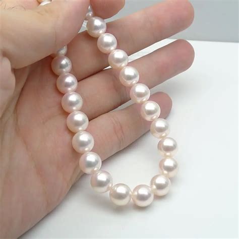 Mm Top Aaa Real Akoya Hanadama Cultured White Pearl Strand Loose