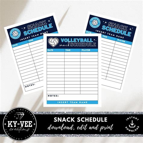 Volleyball Practice Schedule Template, INSTANT DOWNLOAD, Editable ...