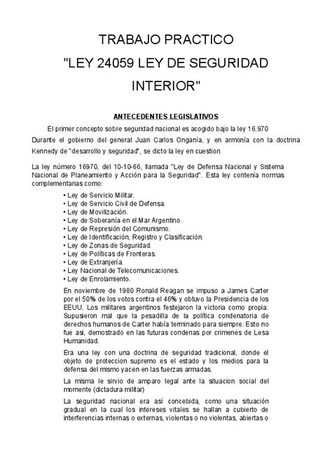 Ley De Seguridad Interior Analisis