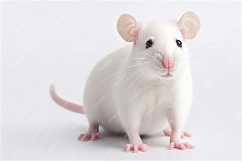 Premium Ai Image Closeup Of A Copy Space White Tame Rat On A White