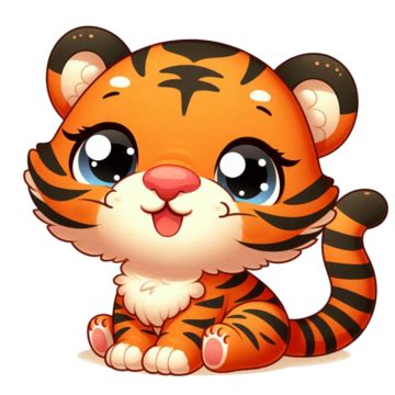 Tiger Sticker A Cartoon Cub With Blue Eyes Tiger Sticker A Cartoon