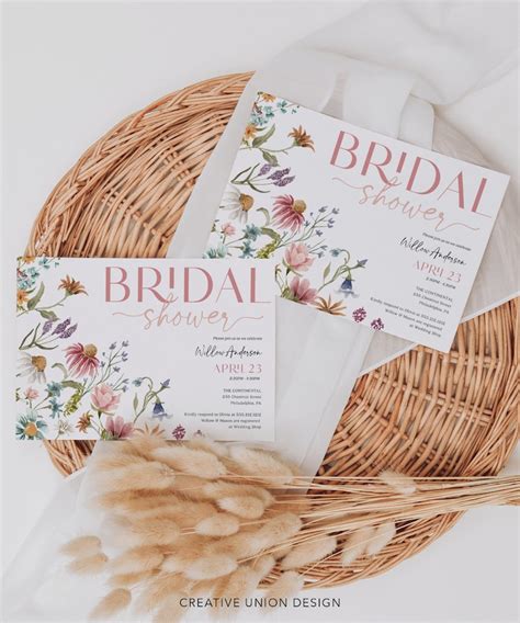 Wildflower Bridal Shower Invitation Bohemian Invitation Boho Etsy