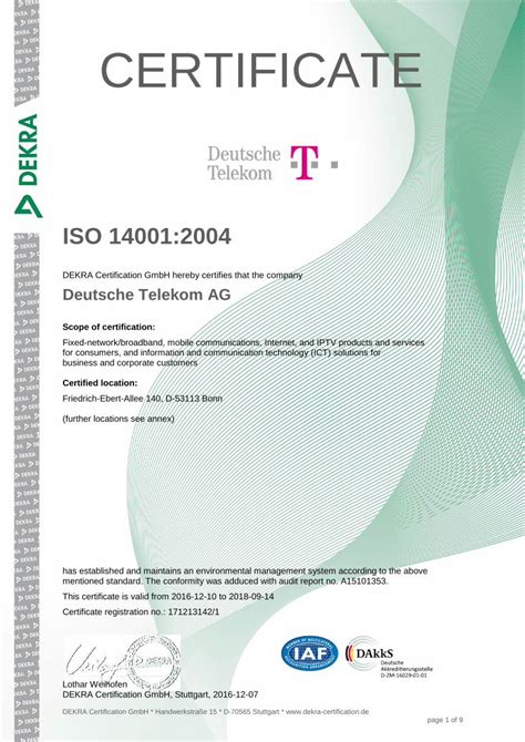 Pdf Iso 140012004 T Systems · Iso 140012004 Dekra Certification