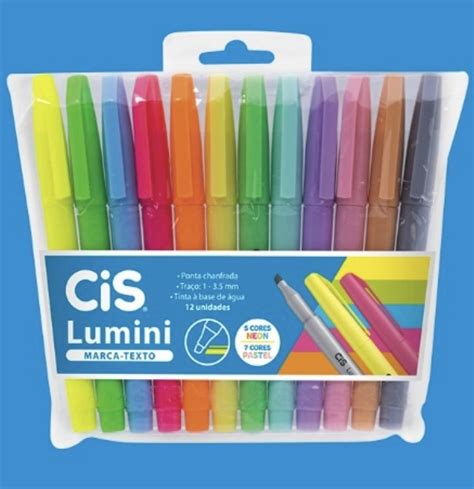 Marca Texto Cis Lumini 12 Cores Luarte Papelaria