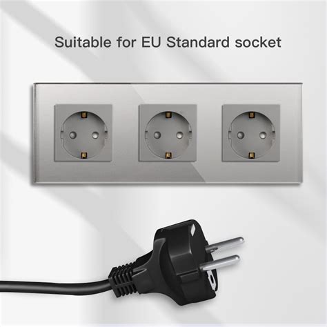 BSEED Touch Switch With EU Power Wall Socket Gray Led Wall Light