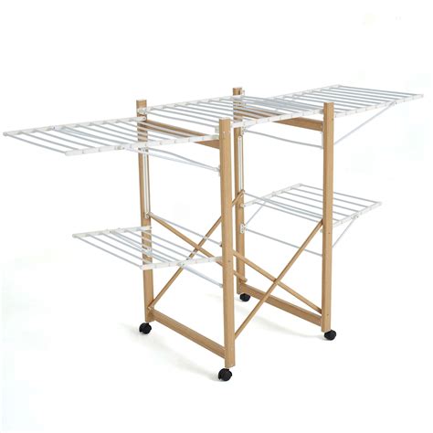 Etendoir à linge pliable ushuaia bois clair aluminium 28m KITCHEN MOVE