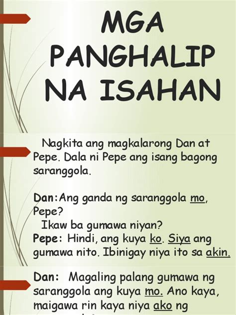 Mga Panghalip Na Isahan Pdf